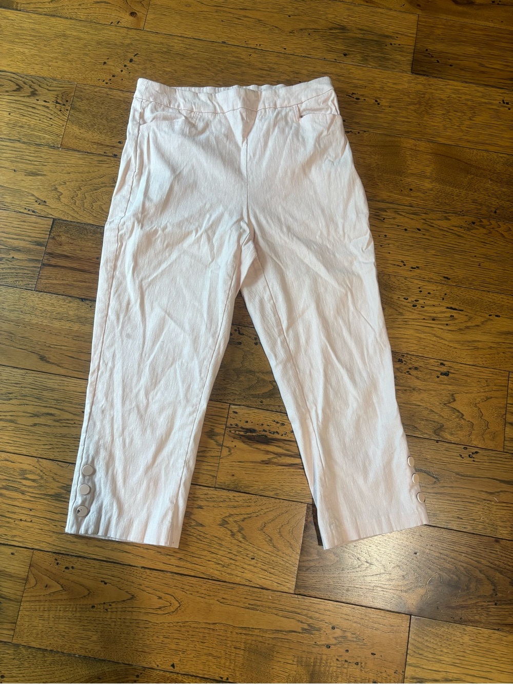 Kate Park Light Pink Women’s Crop Pants with Button Details Size M